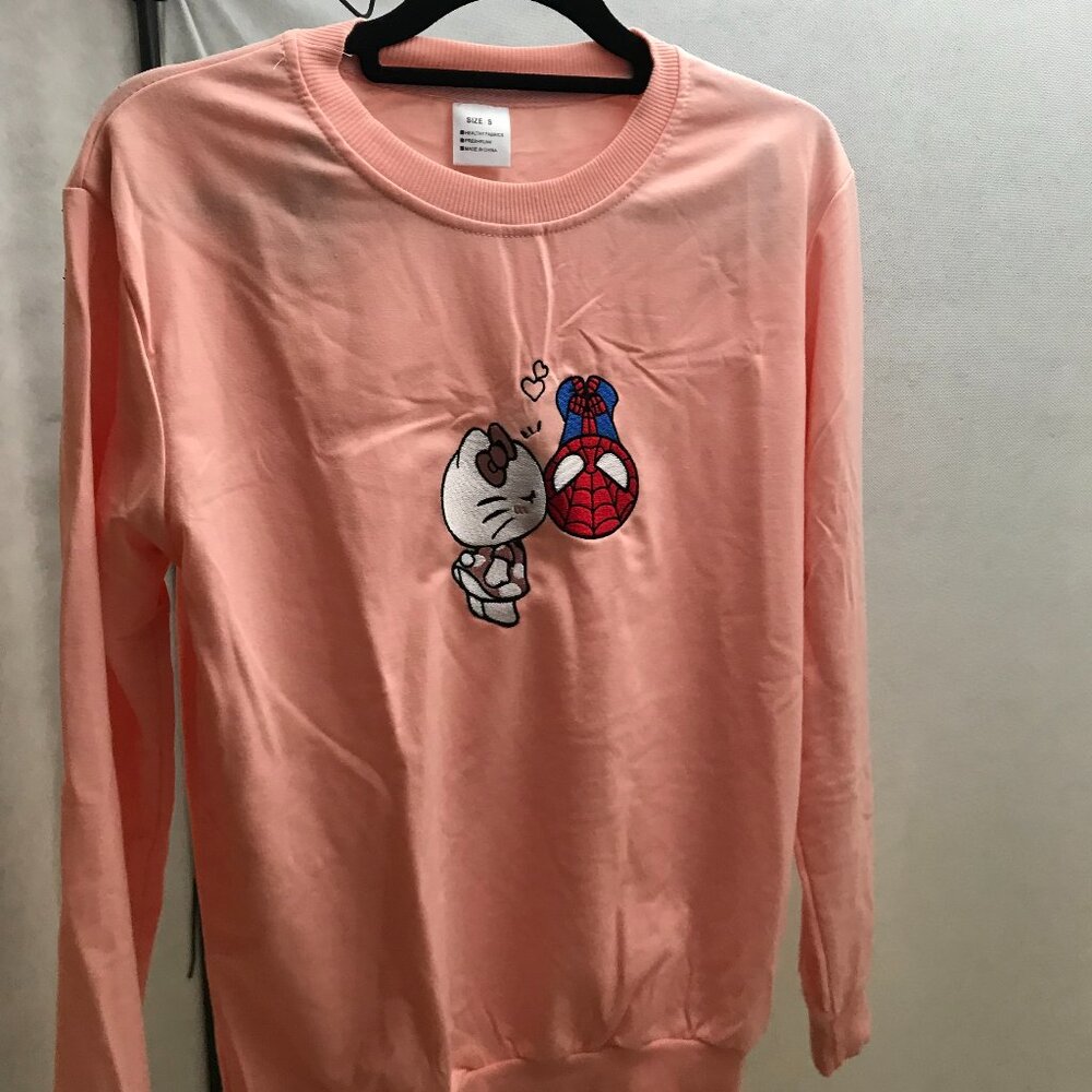 Hello Kitty Spider-Man Women’s Sweatshirt Small NWOT *RARE*